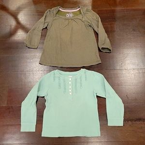GIRL'S CARTER'S AND GAP LONG SLEEVE T SHIRTS SIZE 3T & 4T